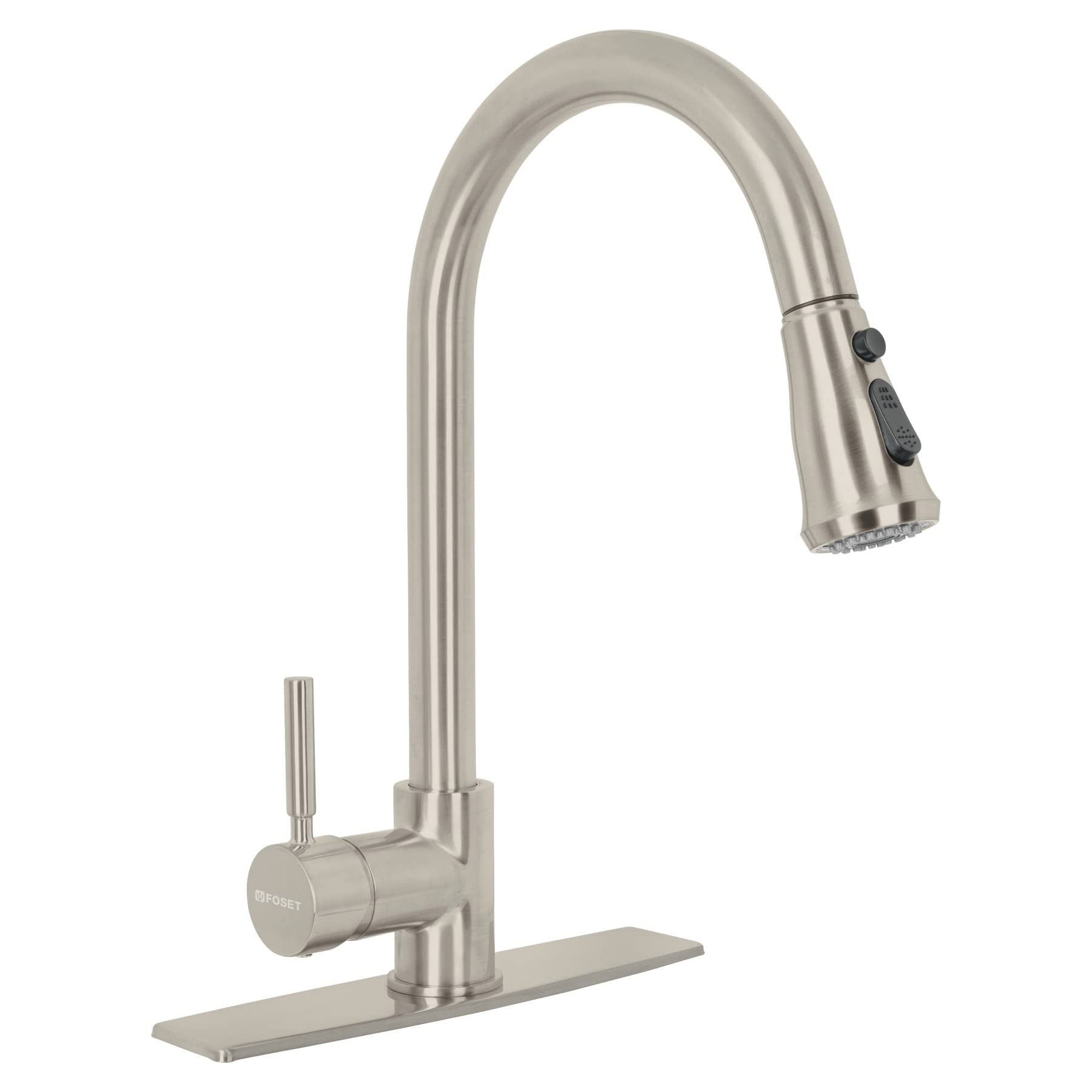 Foset Tubig TBF-84N, Monomando para fregadero, cuello extraible, satín