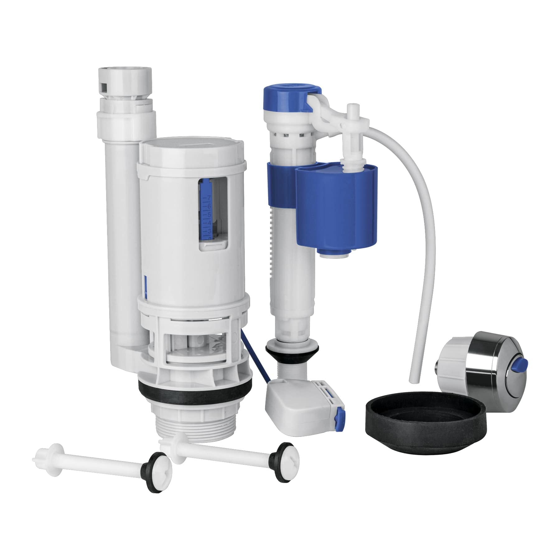 Foset VW-256, Juego de accesorios para WC, con sistema DUO, altura ajustable de válvula de llenado de 7 1/2″ a 10 1/2″