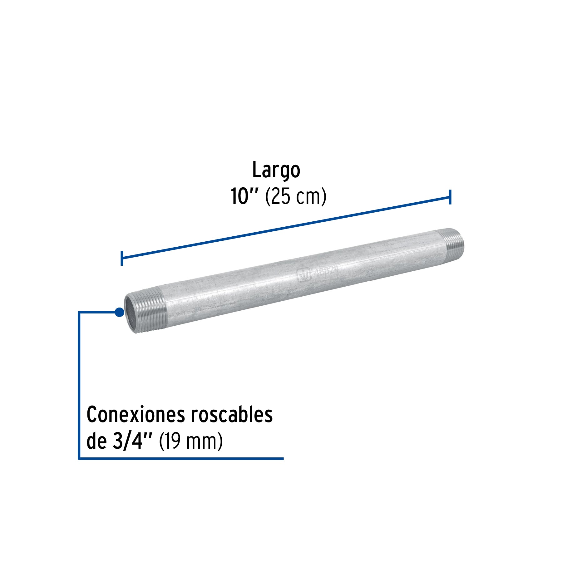 Niple, acero galvanizado, 3/4 x 10', cedula 40 Foset