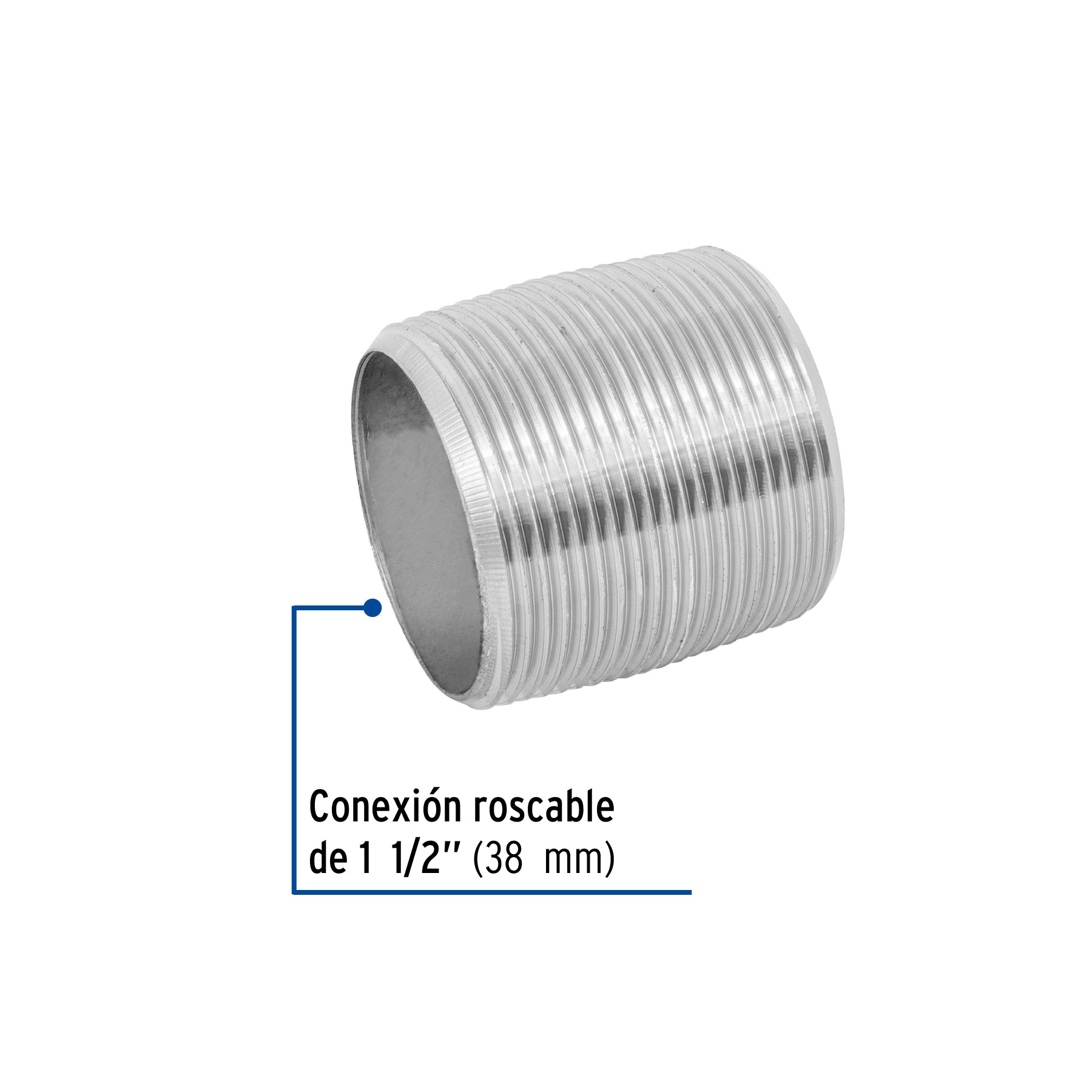 Niple, acero galvanizado, cuerda corrida, 1-1/2' Foset