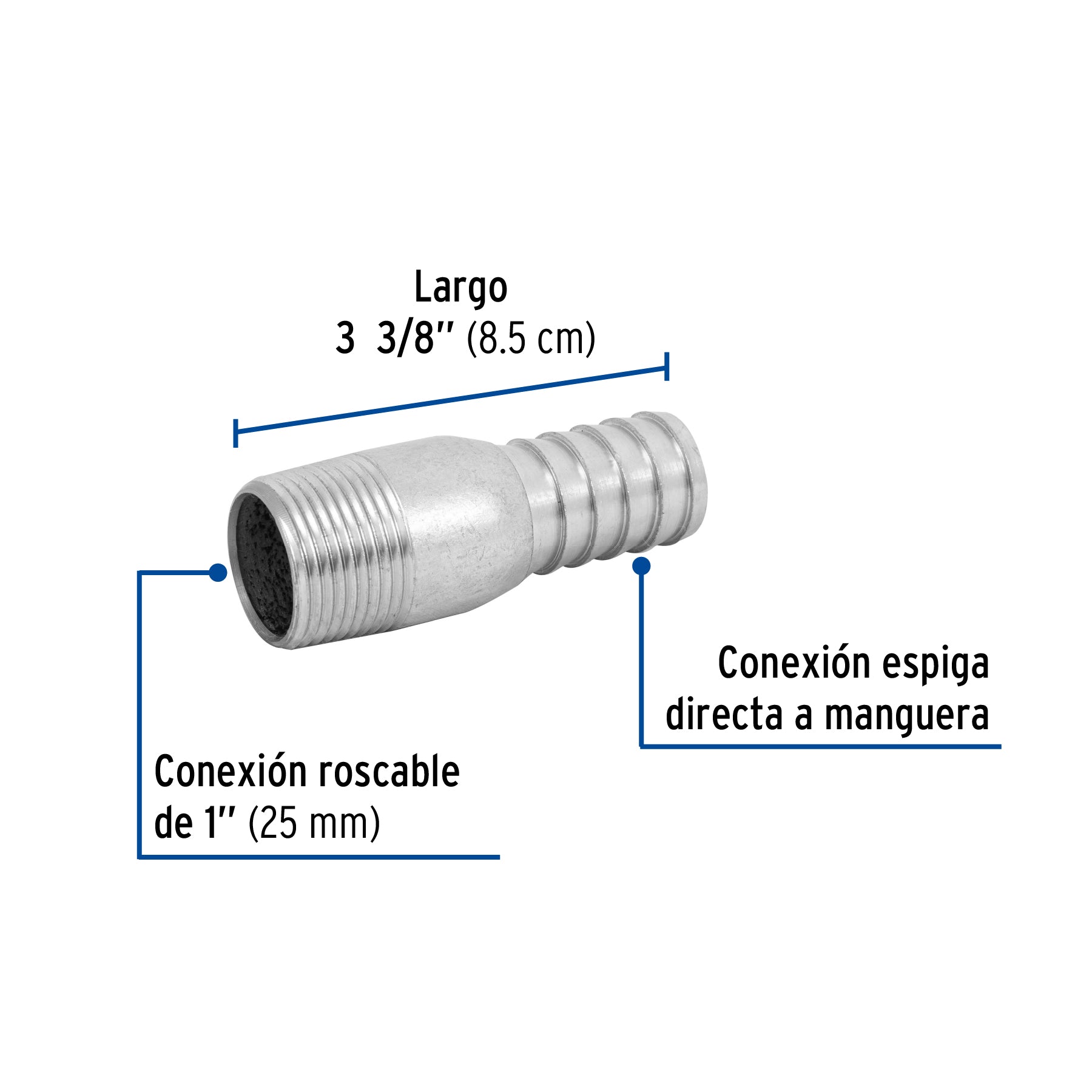 Niple galvanizado tipo botella, 1' Foset