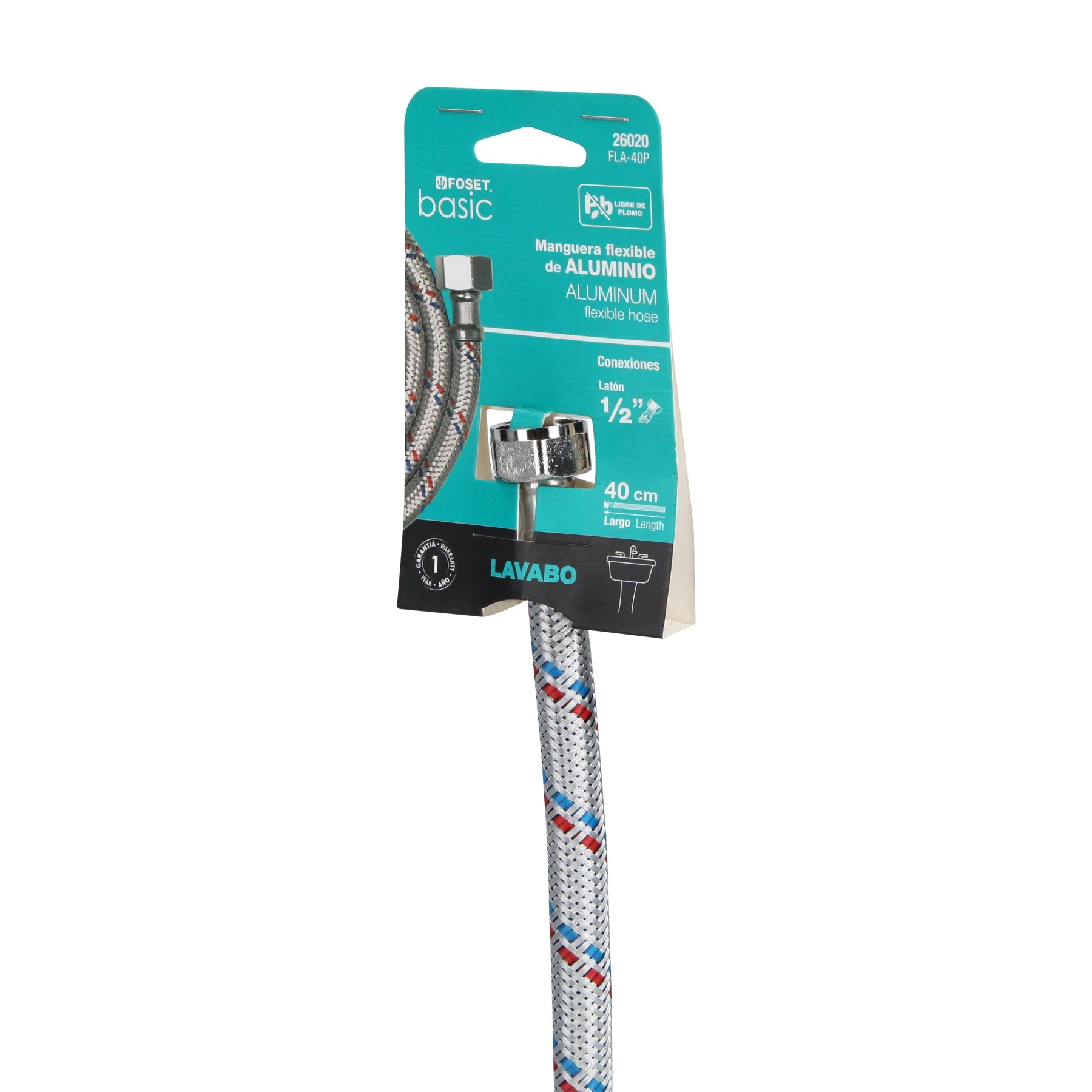 Pretul FLA-40P, Manguera flexible para lavabo, 40 cm, aluminio, Foset Basic