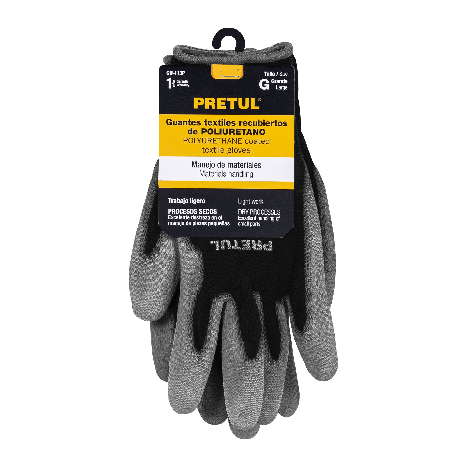 Pretul GU-113P Guante Pretul de nylon recubierto de poliuretano, grande, color, Grande, pack of/paquete de 1
