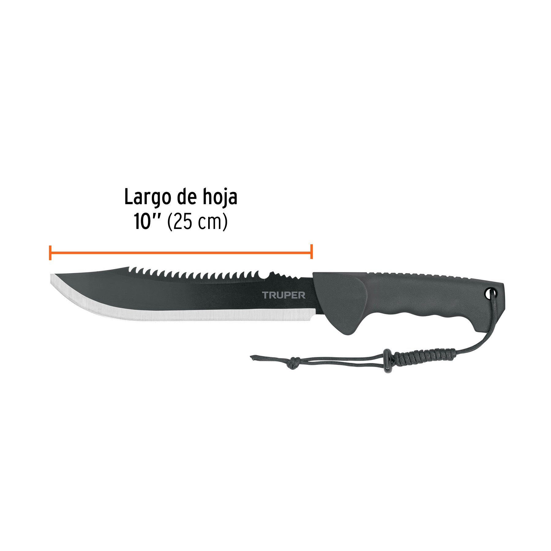 Machete doble filo 10", cacha inyectada, con funda, TRUPER - Carzamo.com