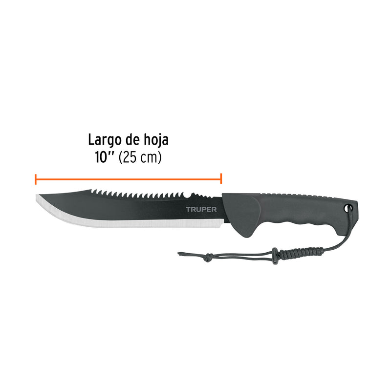Machete doble filo 10", cacha inyectada, con funda, TRUPER - Carzamo.com