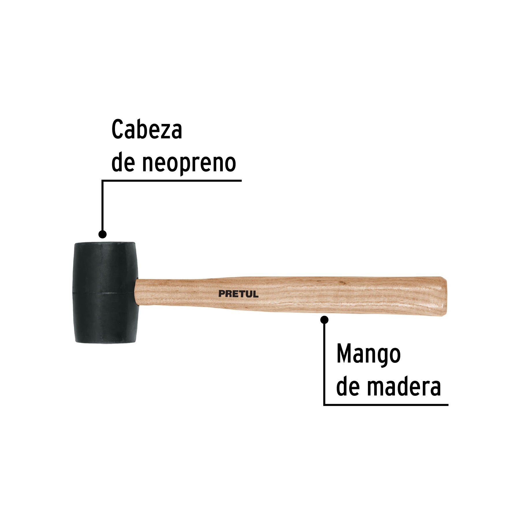 Pretul MH-16P, Mazo de hule, 16 oz, Pretul, neopreno
