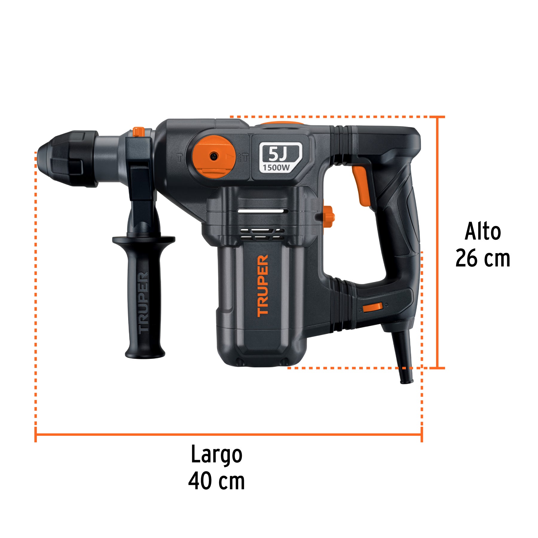 Rotomartillo TRUPER Industrial ROEL-50N2 SDS Plus 1500W 5 Joules con Mango Auxiliar - Carzamo.com