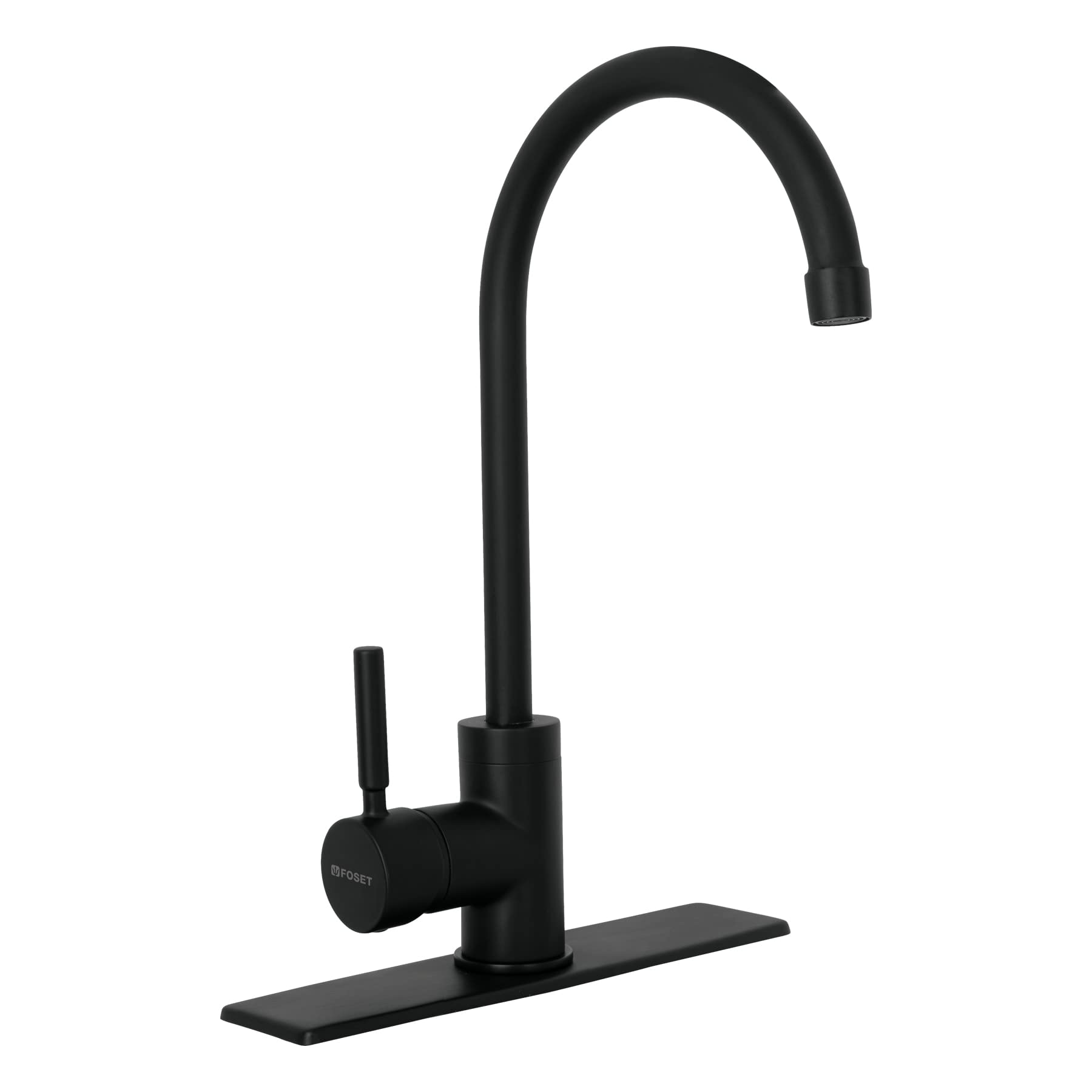 Foset Tubig TBF-83M, Monomando para fregadero, cuello alto, negro mate