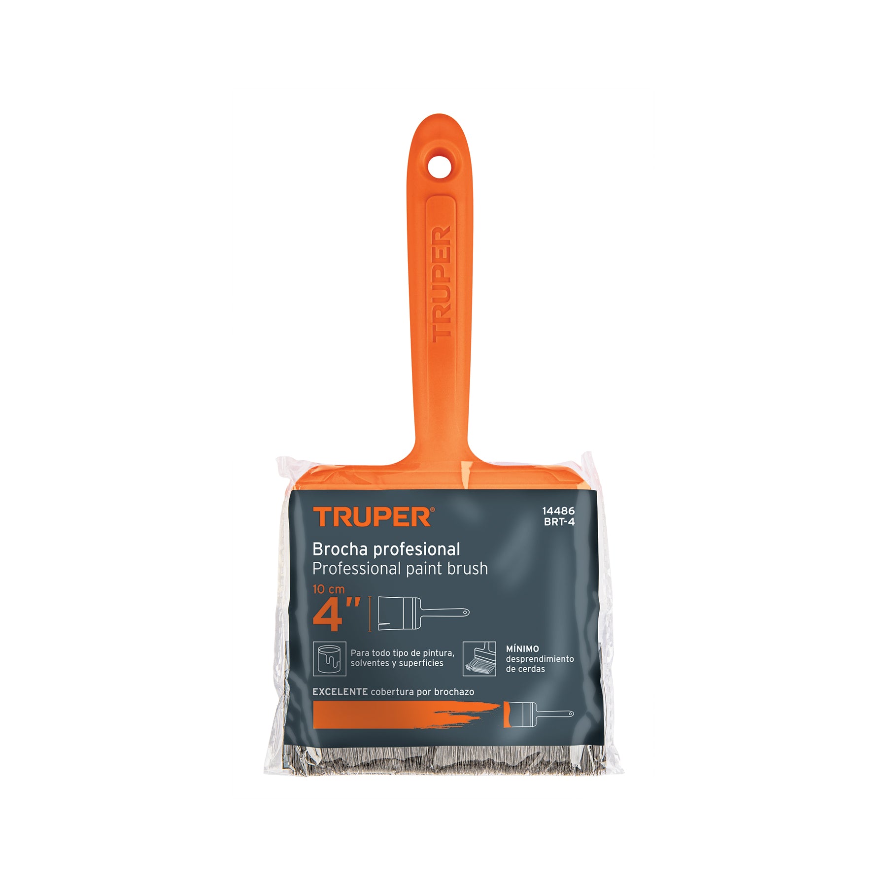 Truper BRT-4, Brocha de cerdas naturales, mango de plástico, 4″ - Carzamo.com