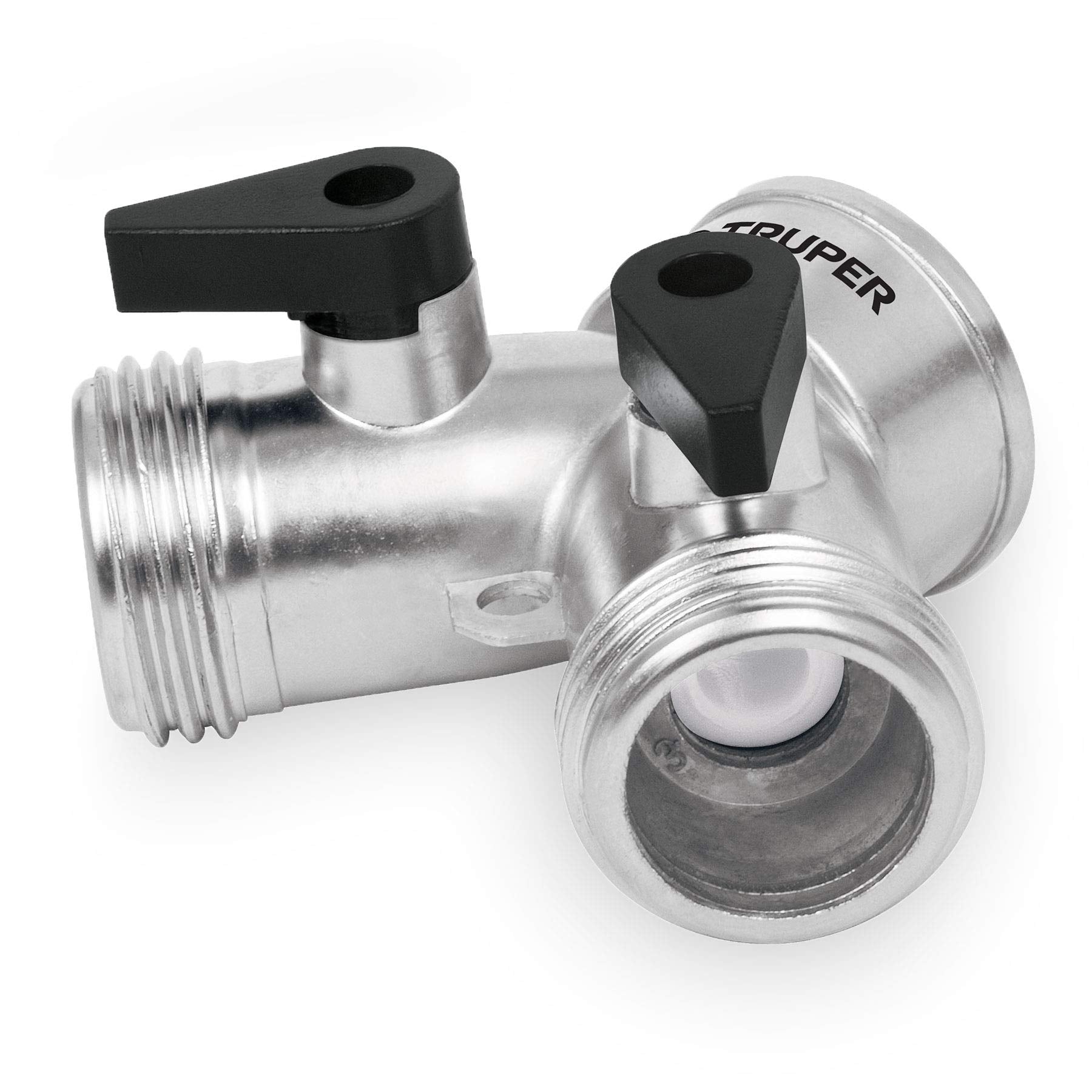 Truper AD-2, Conector ″Y″ metálico, válvula de cierre independiente, entrada 3/4″
