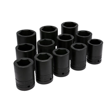 Juego de dados largos de impacto cuadro de 1", 6 puntas, en pulgadas, 12 piezas Urrea