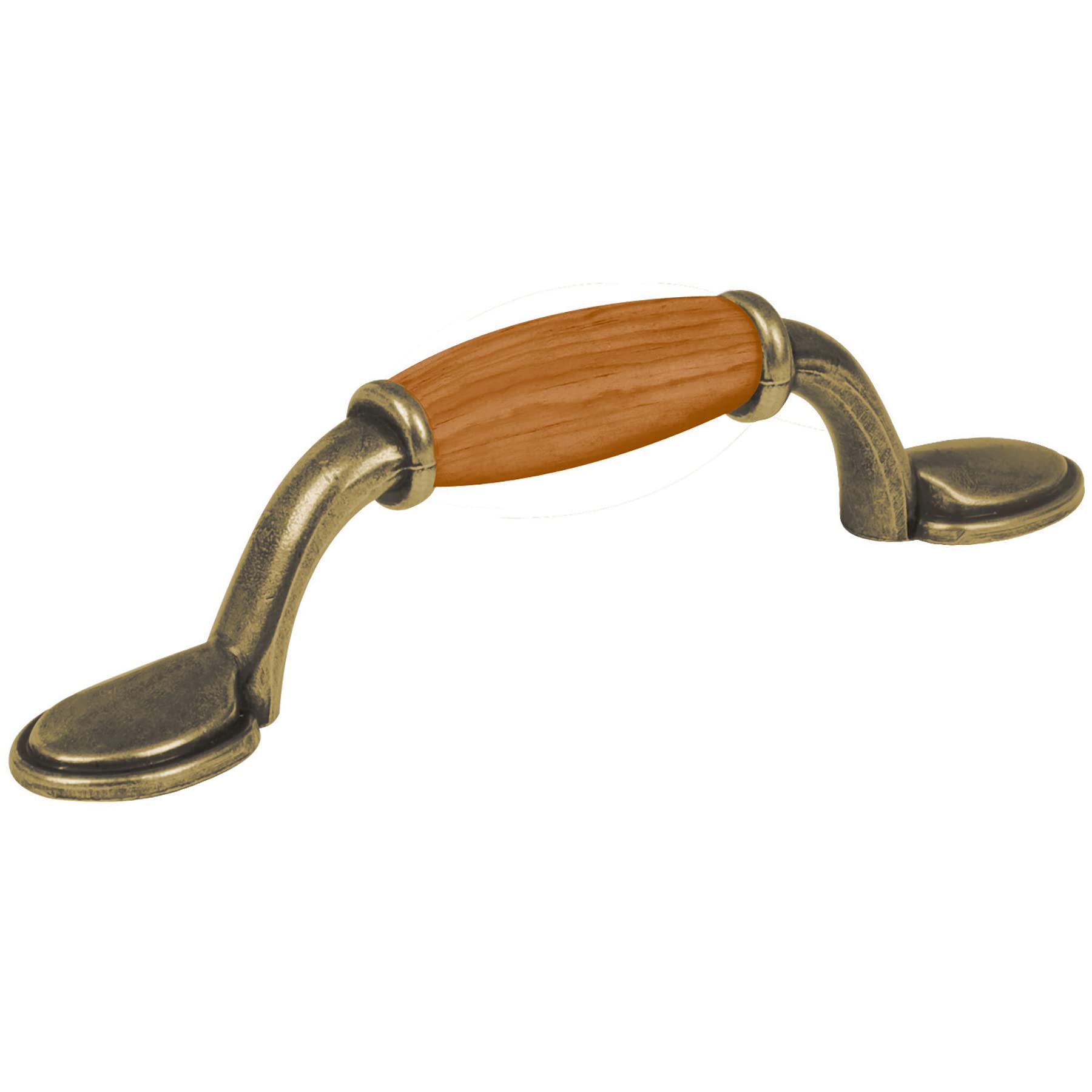 Hermex JAL-0631, Jaladera con inserto tipo madera, acabado en latón antiguo