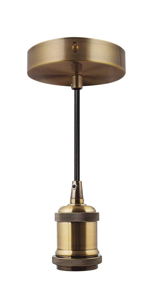 LUMINARIO AKSI Linea LISBOA, Lámpara colgante color BRONCE Brillante elegante y de alta calidad con base E27. Incluye kit de instalación y cable ajustable de 1 m.