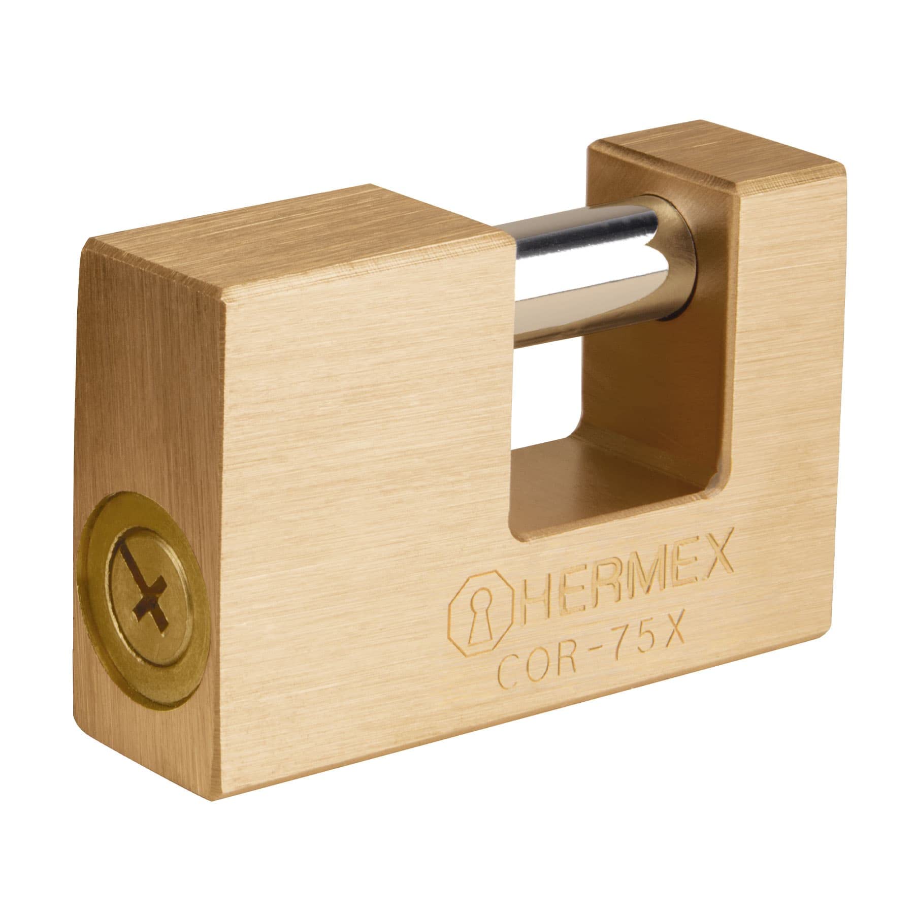 Hermex COR-75X, Candado antipalanca, cuerpo de latón de 75mm, alta seguridad, llave tetra