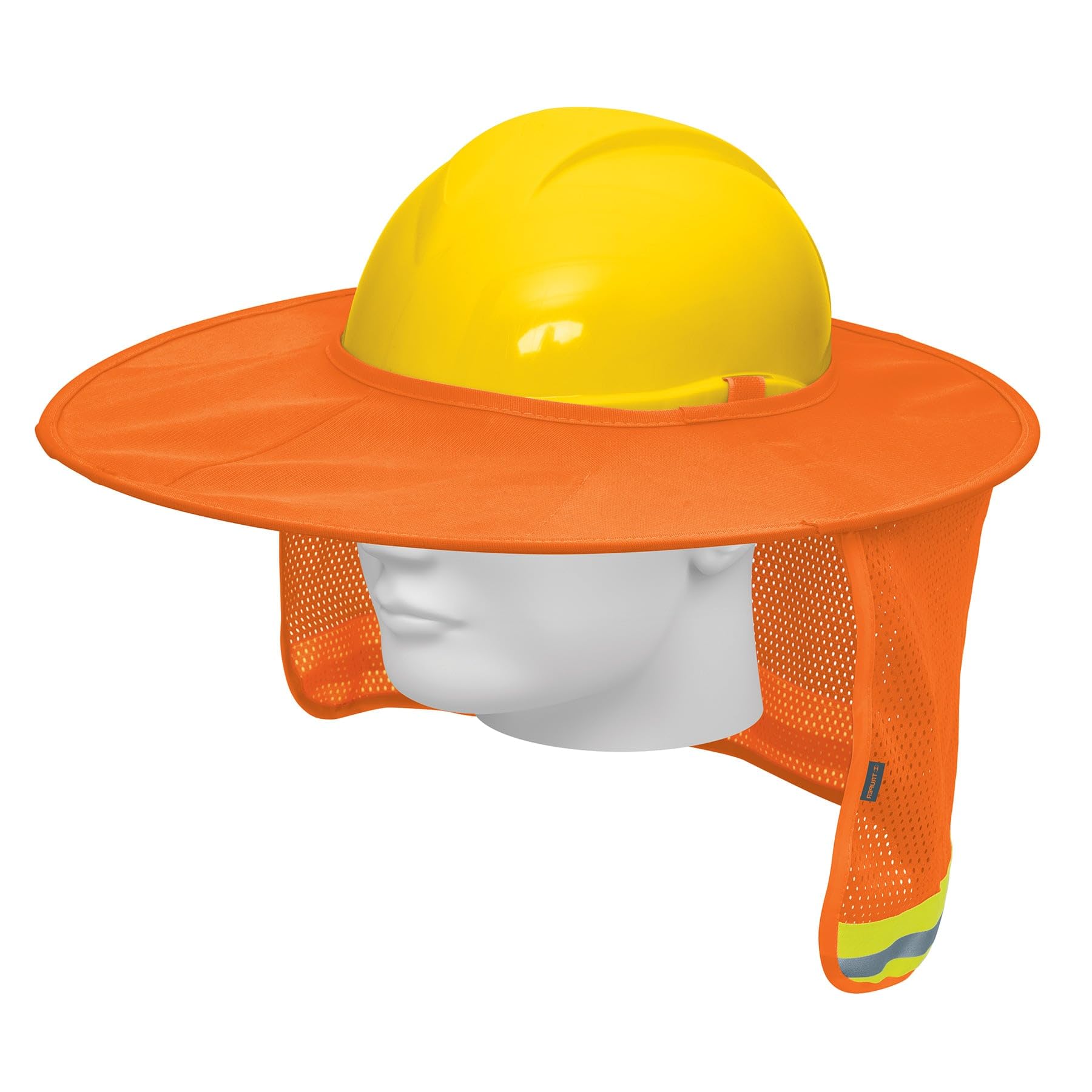 Truper PROCA-N, Protector Solar Plegable para Casco Color Naranja con reflejante fijación Hook and Loop