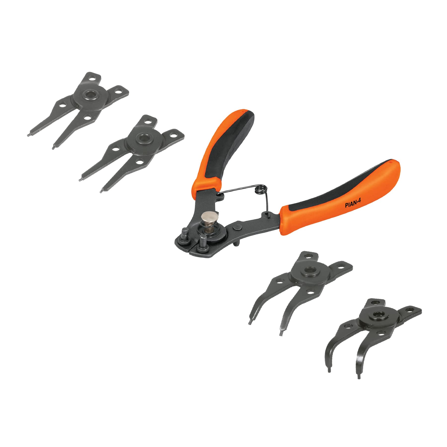 Truper PIAN-4, Pinza para anillos de retención 6″ con 4 cabezas intercambiables