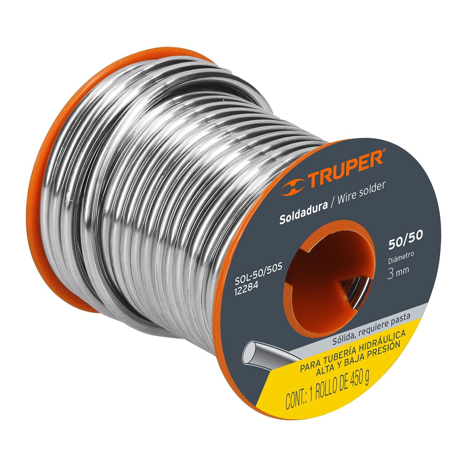 TRUPER Soldadura sólida 50/50 para tubería hidráulica, 450 g Truper