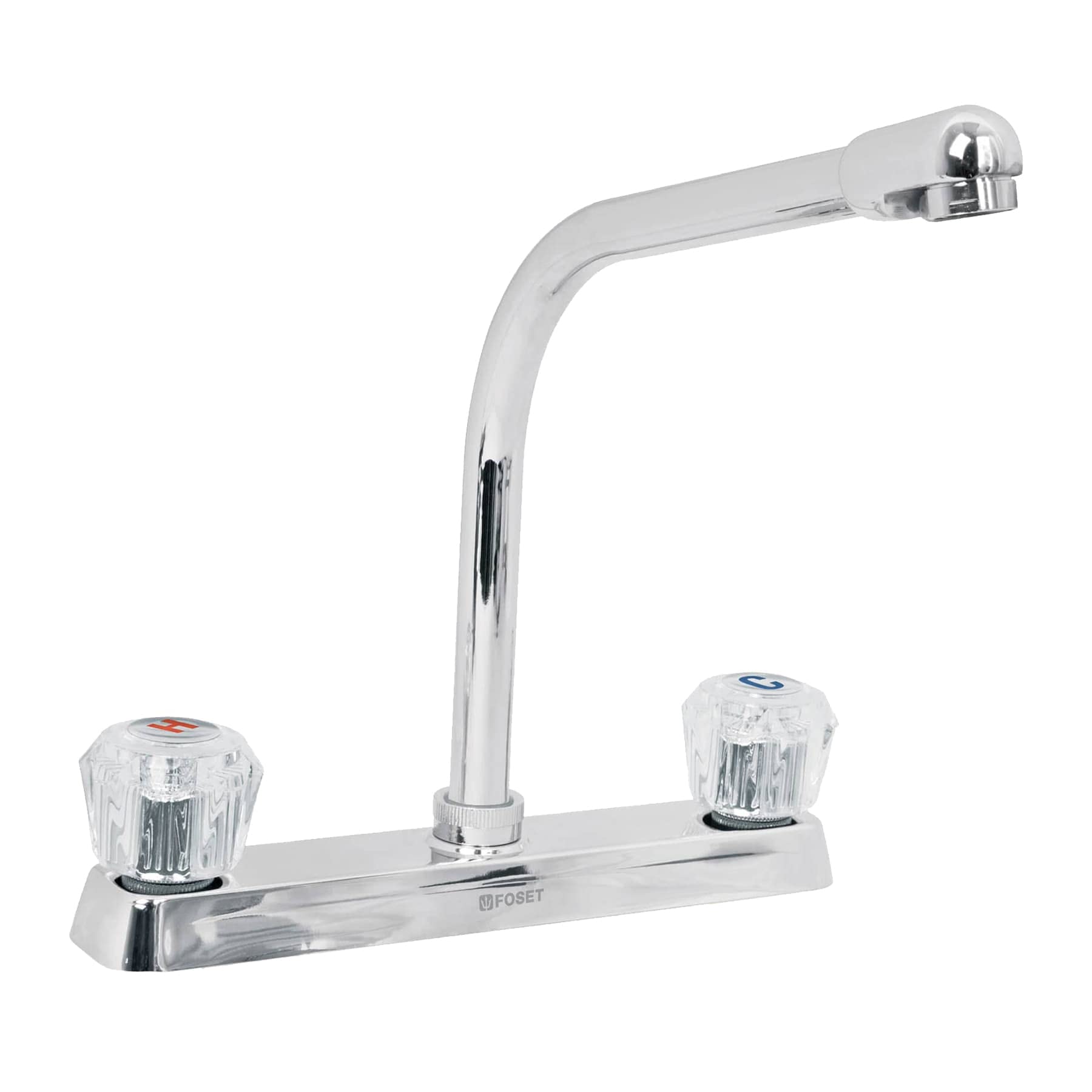 Foset Basic F-319A, Mezcladora fregadero, cuello tipo cobra, manerales acrílico