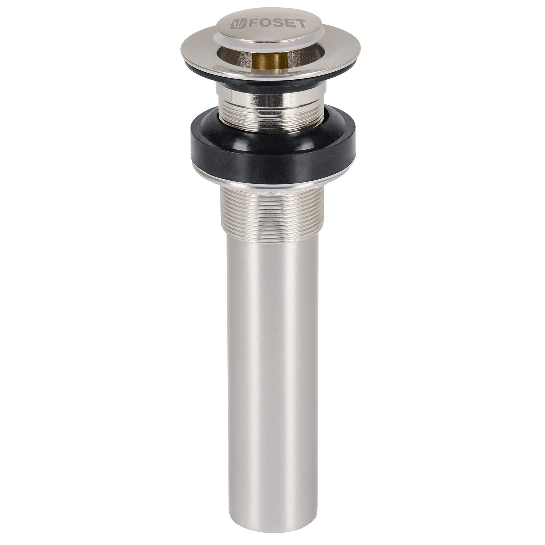 Foset CE-206SN, Contra para lavabo sin rebosadero 1-1/4″ sistema push color satín