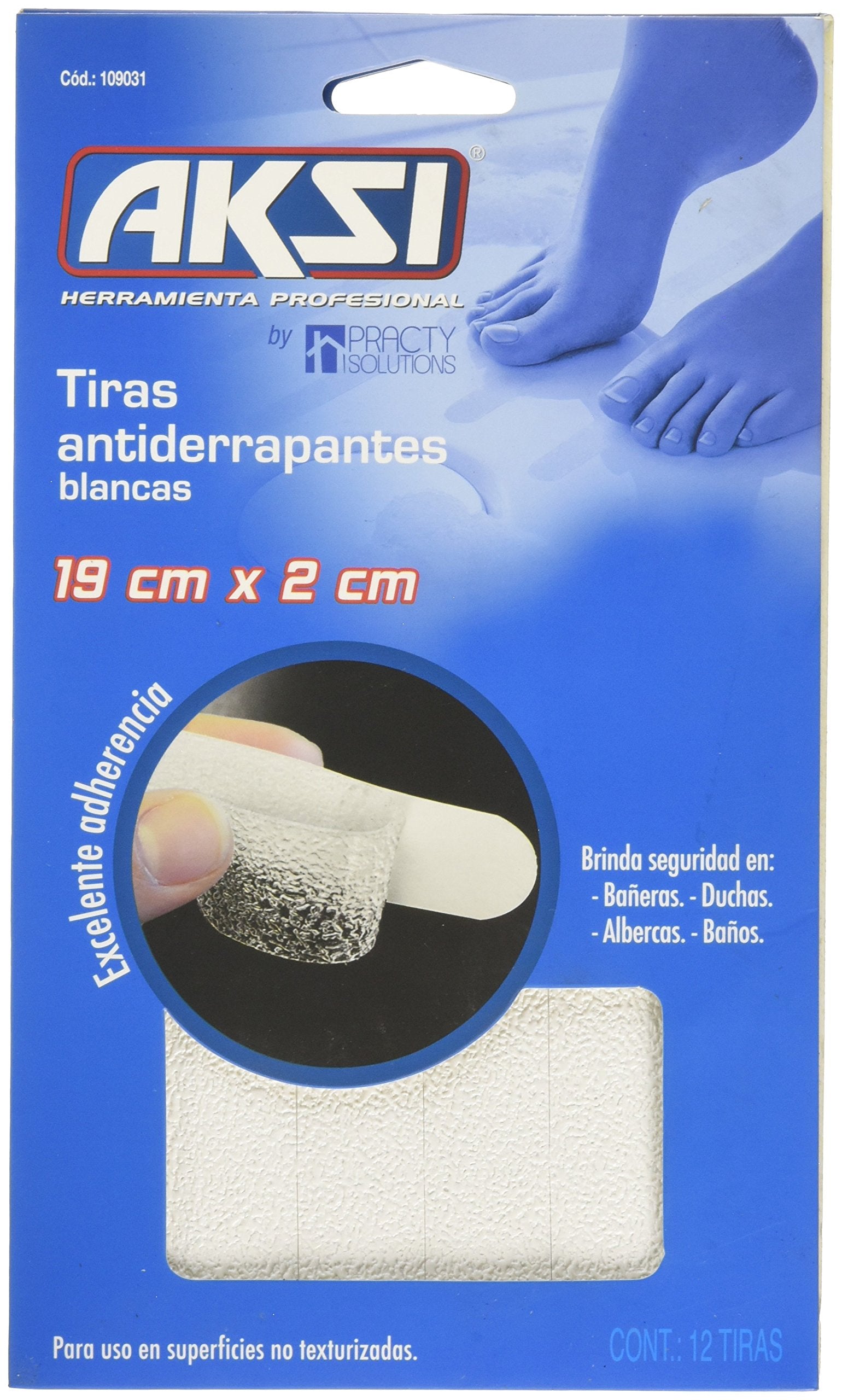 Aksi 109031 Tiras Antiderrapantes, color Blanco