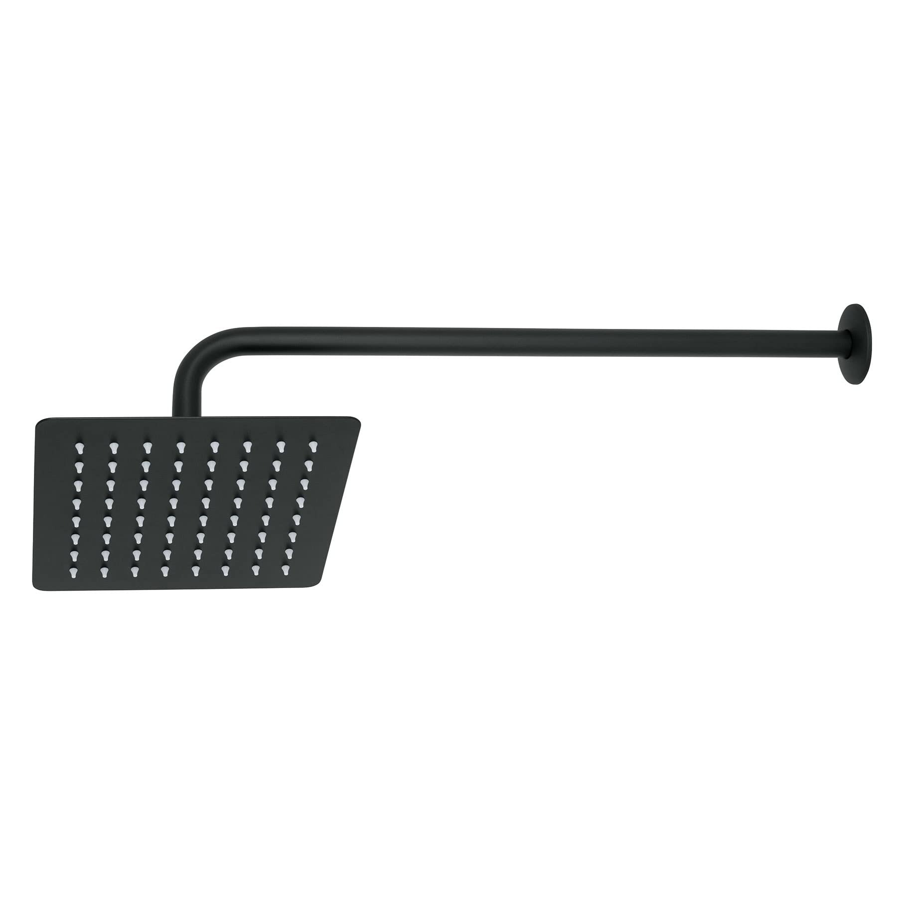 Foset Tubig R-415M, Regadera cuadrada 8″, acero inoxidable, con brazo, negro