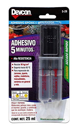 Devcon 5-28 Adhesivo Epoxico en Jeringa, Transparente, 5 Minutos, 25ml/0.84oz