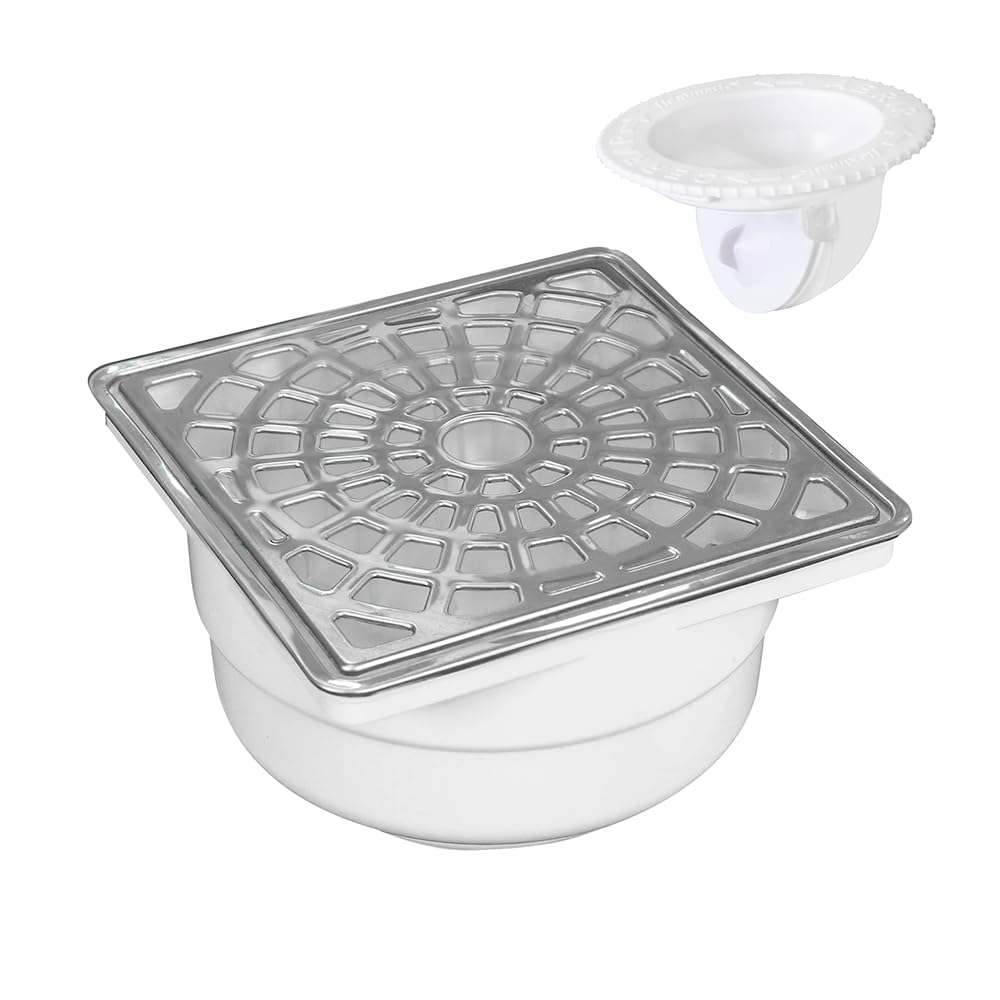 Fleximatic 2604 Coladera Universal cuadrada con cubierta y bisel de acero inoxidable, para conexión a 2, 3 y 4″