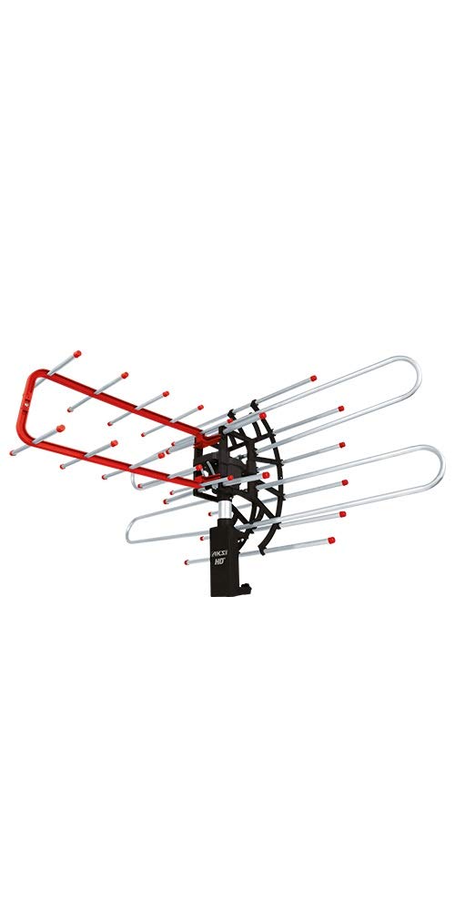 AKSI Antena para TV HD GIRATORIA Puedes rotarla 360° con Control Remoto. Excelente señal. TV de Cable para Antenas Amplificador Interior Exterior Salidas Macho con WiFi TDT portatil Metro