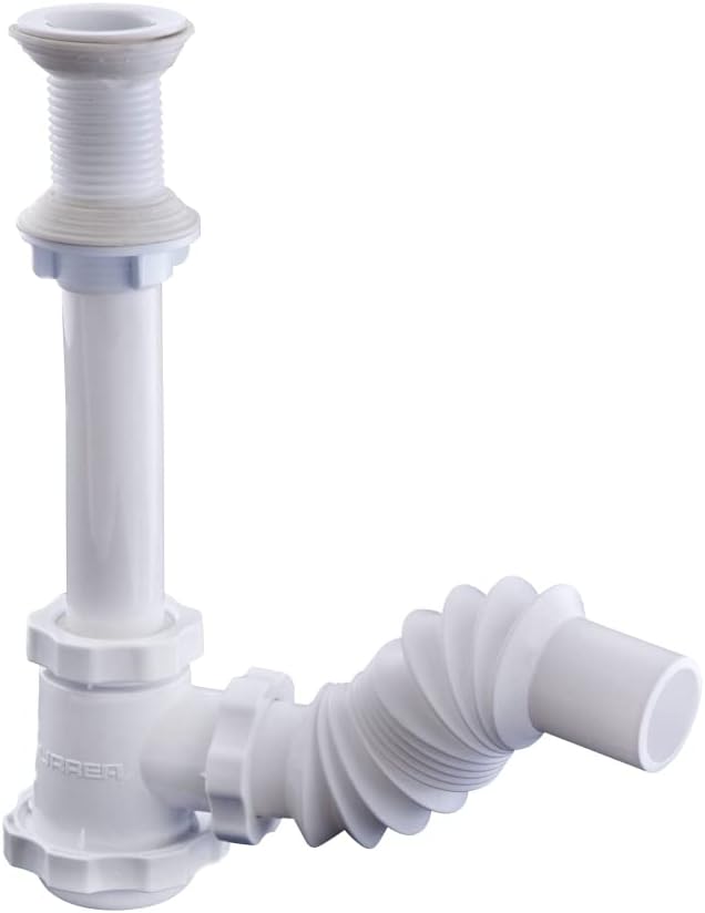 URREA 3701 Flexible Drain for Sinks without Cover with Small Container and Inspection Plug
