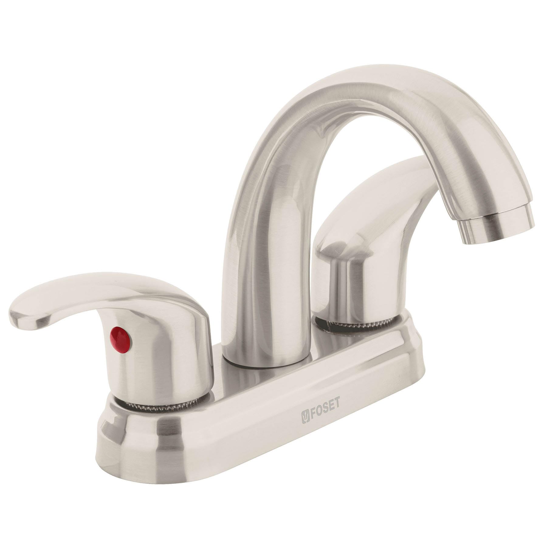 Foset Aqua AQM-52N, Mezcladora satín 4″ para lavabo nariz curva manerales de palanca