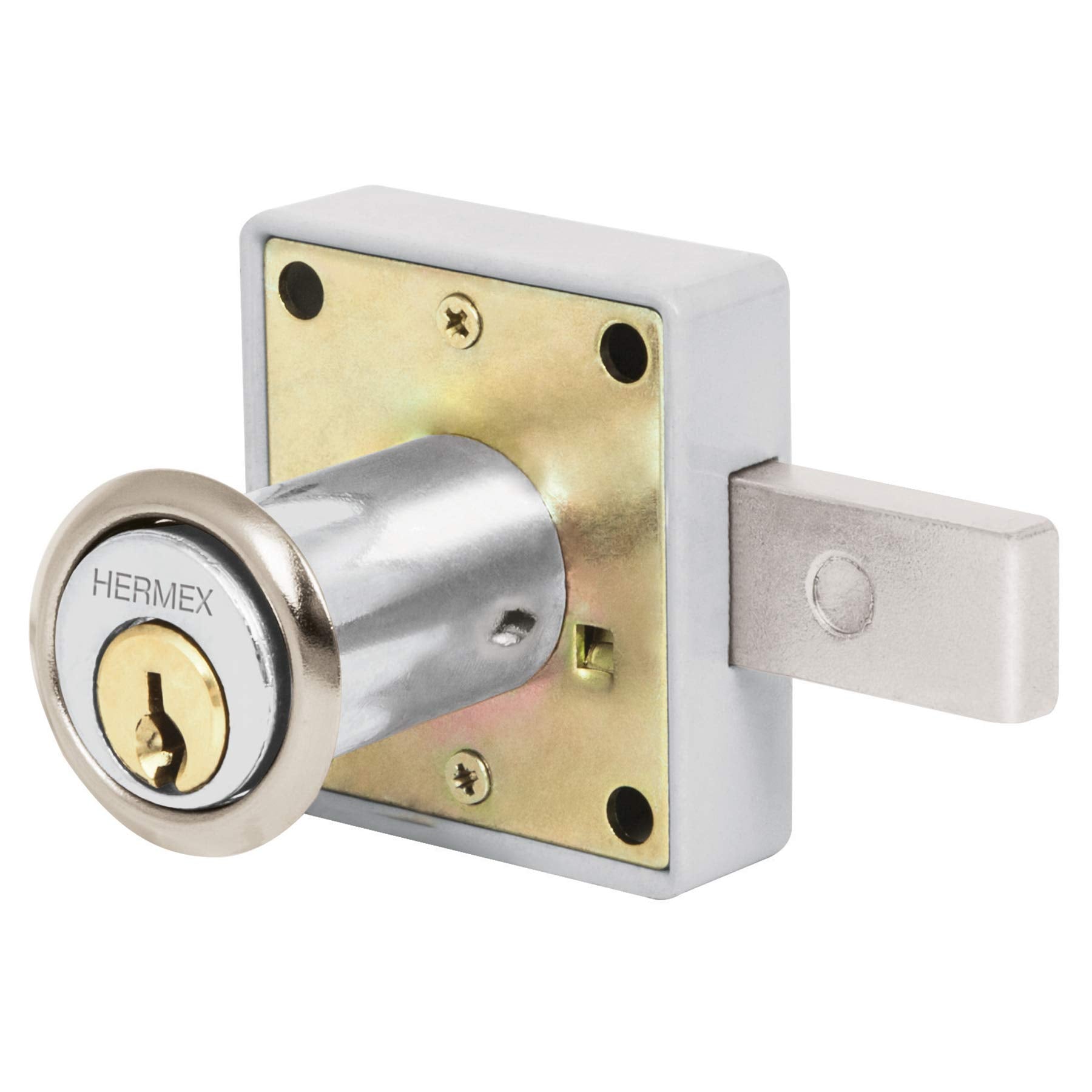 Hermex CM-25C, Cerradura para mueble con cilindro de 36mm, acción horizontal, modelo 25, acabado en cromo
