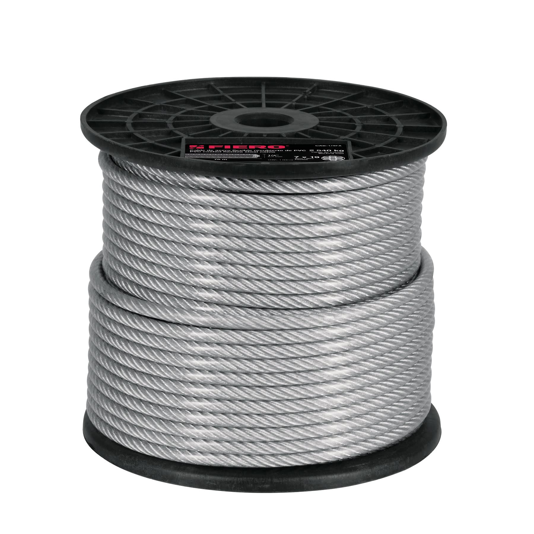 Fiero CAB-1/4FX, Metro cable flexible 1/4″ acero 7 x 19 recubierto PVC