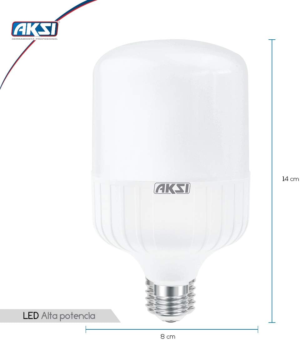 AKSI - FOCO LED Alta Potencia tipo T, Equivalente 310W (5000 lm - Lúmenes Consume 50W (vatios LUZ BLANCA 6500K, E27