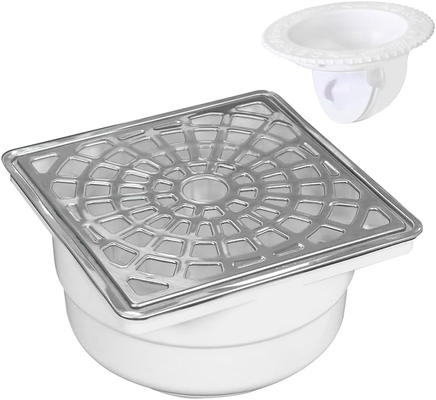 Fleximatic 2604 Coladera Universal cuadrada con cubierta y bisel de acero inoxidable, para conexión a 2, 3 y 4″