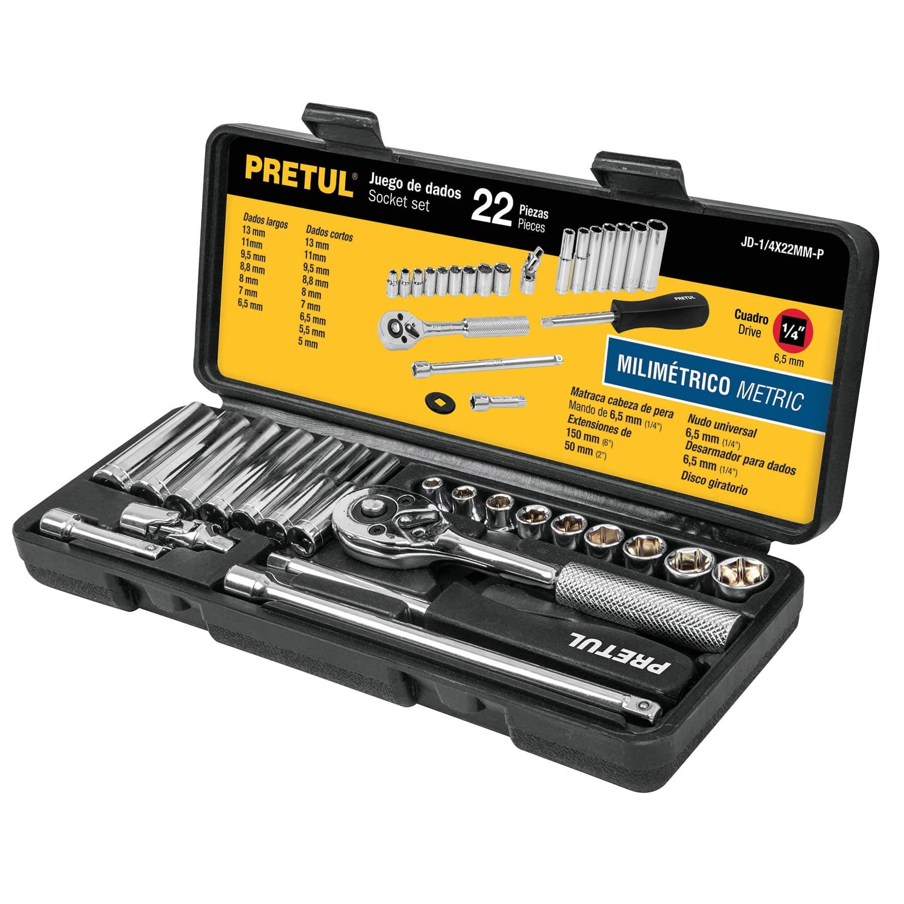 Pretul JD-1/4X22MM-P, Juego de autoclé de 22 piezas, mm, 1/4