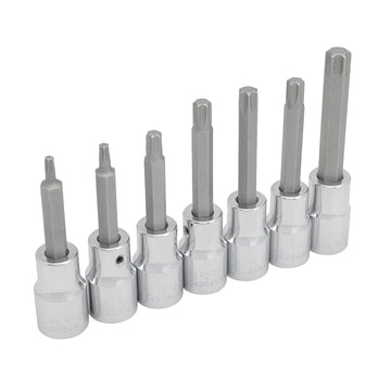 Juego de dados con punta torx cuadro de 1/2", en riel, 7 piezas Urrea