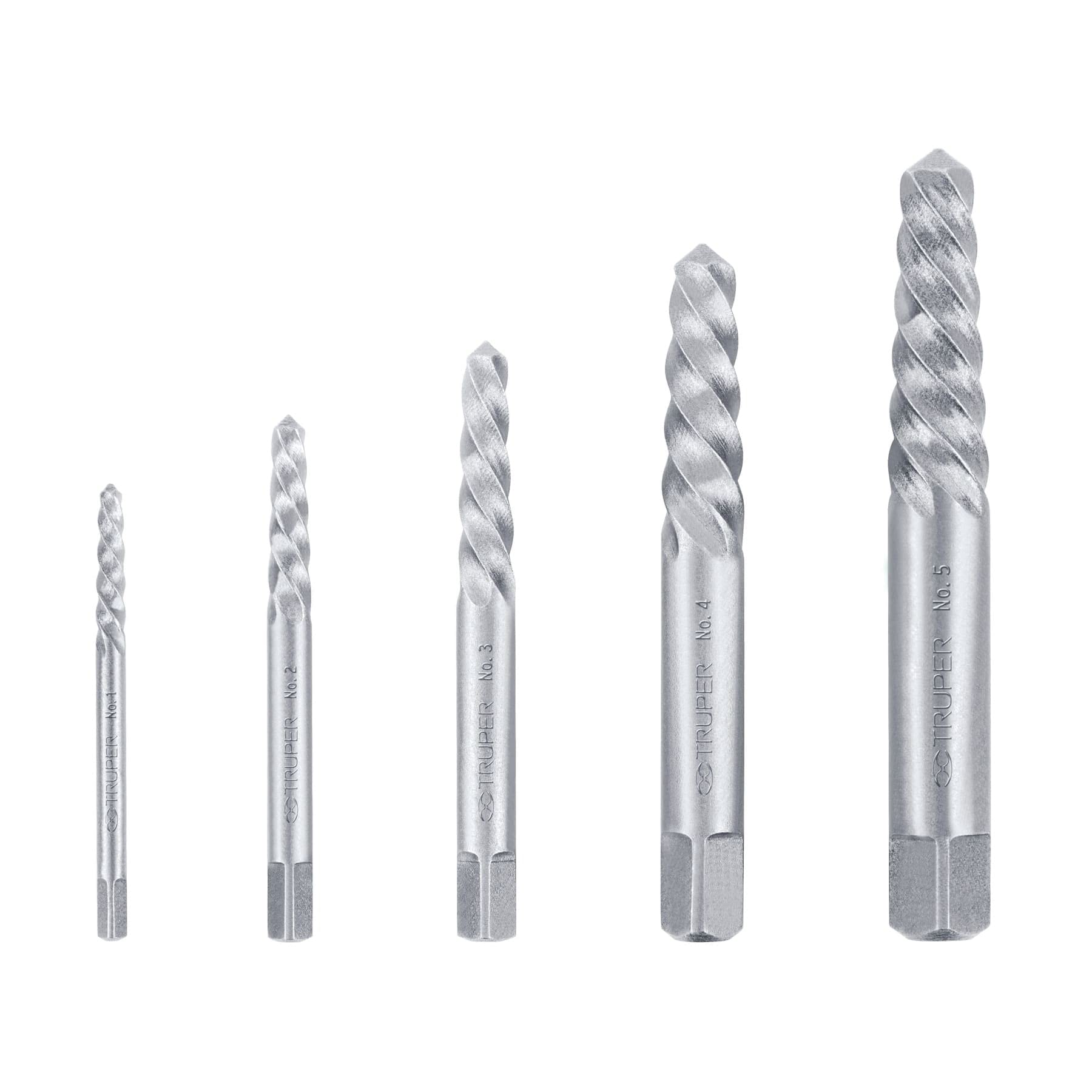 Truper EXT-5, Juego extractores de tornillos, 5 piezas
