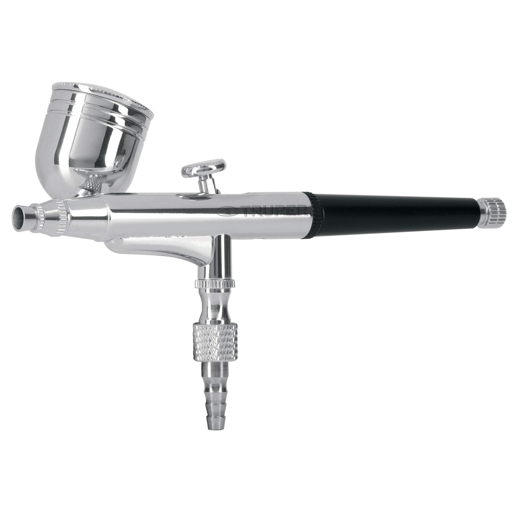 TRUPER AERO-30, Pistola aerográfica de gravedad con vaso multiposición, Plata