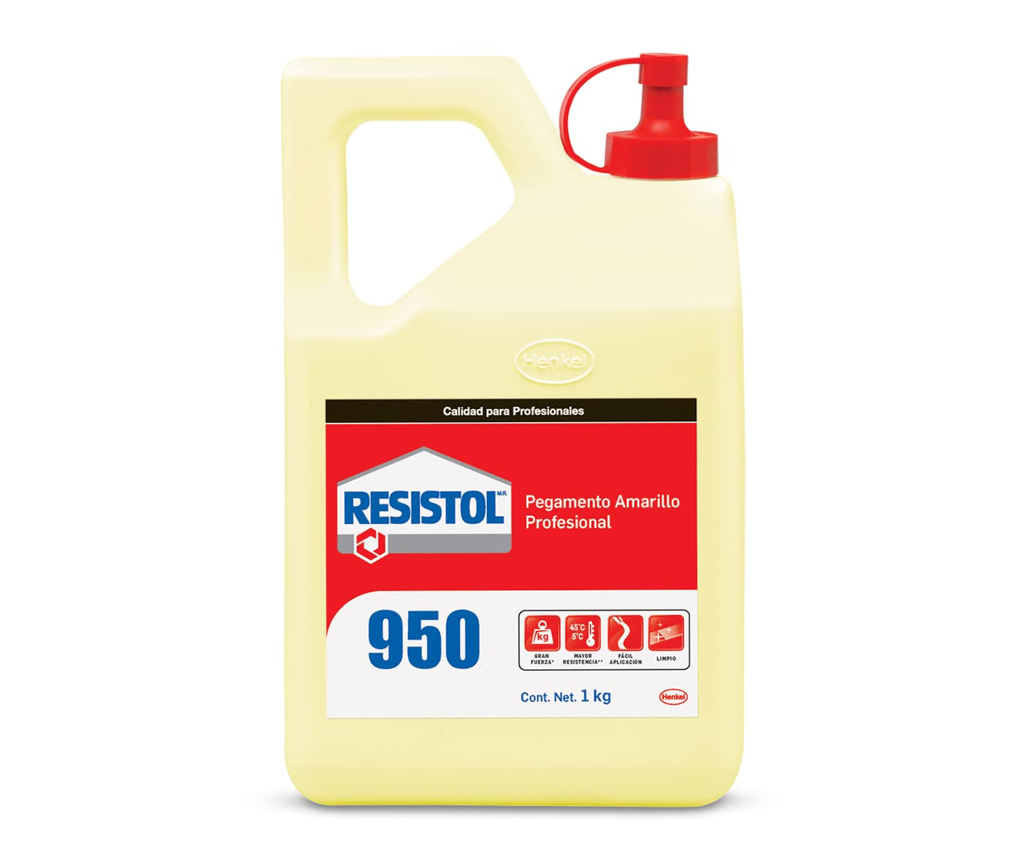 Resistol 950, pegamento amarillo profesional, pegamento para madera resistente al calor, adhesivo viscoso para ensamblar madera, resistol para carpintería, 1x1kg