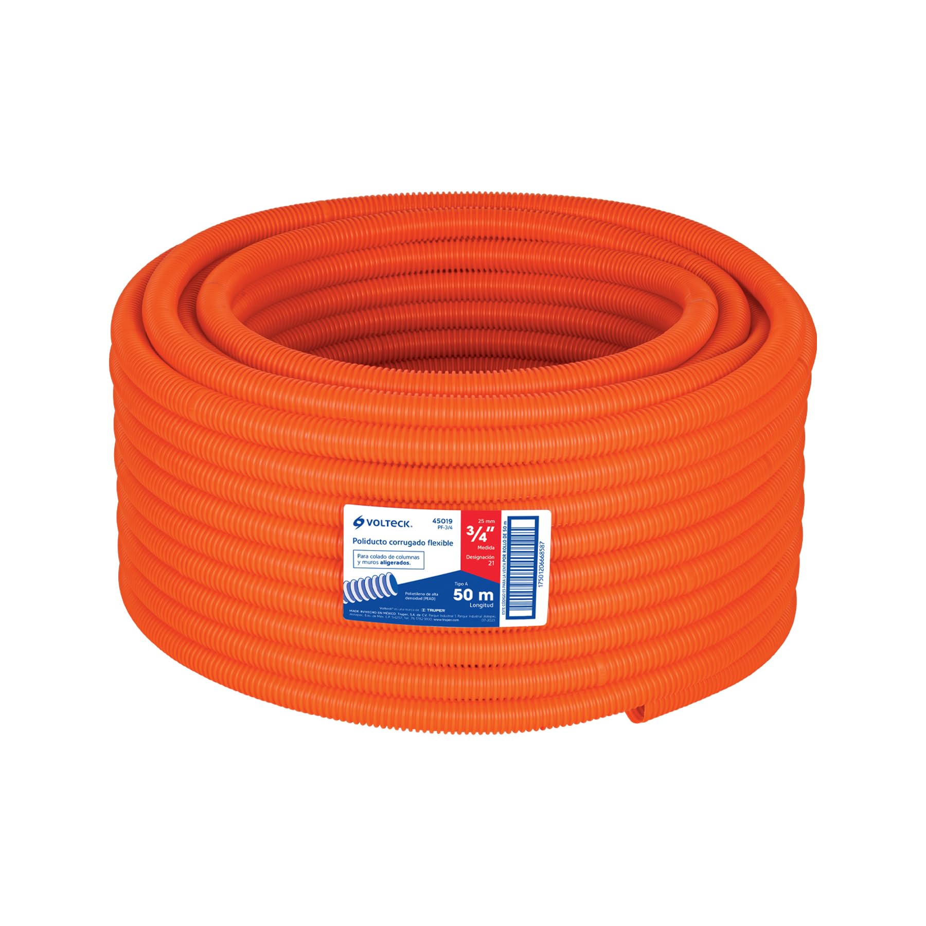 Volteck PF-3/4, Tubo corrugado flexible, sin guía