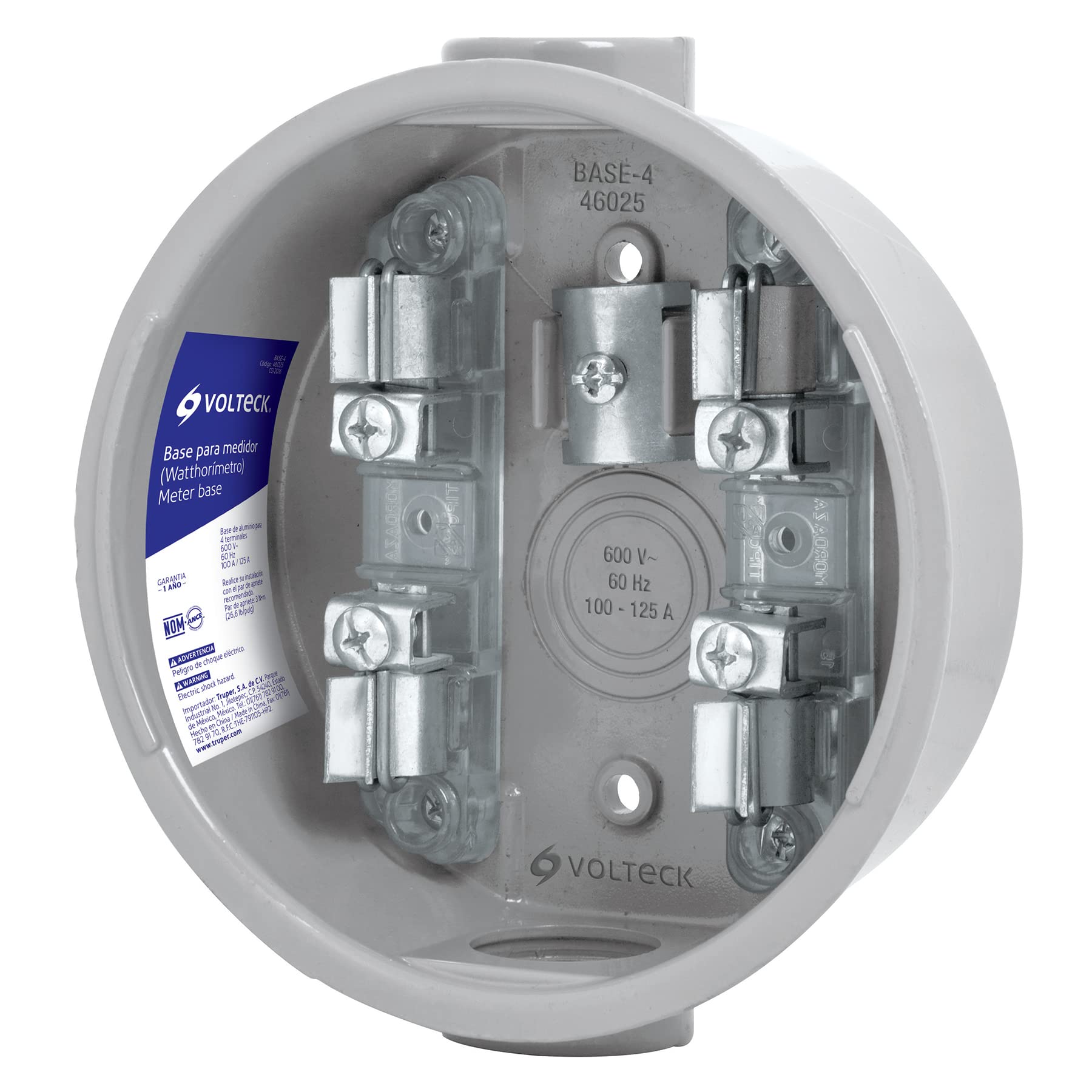Volteck BASE-4, Base para watthorimetro, 4 terminales - Carzamo.com
