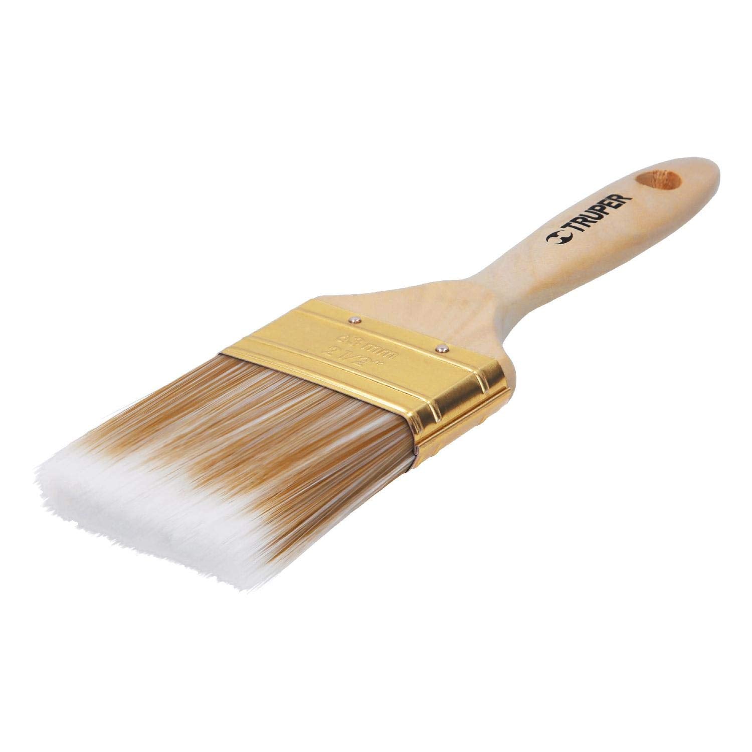 Brocha cerdas sintéticas,mango de madera, corte recto, 2-1/2 Truper 13345