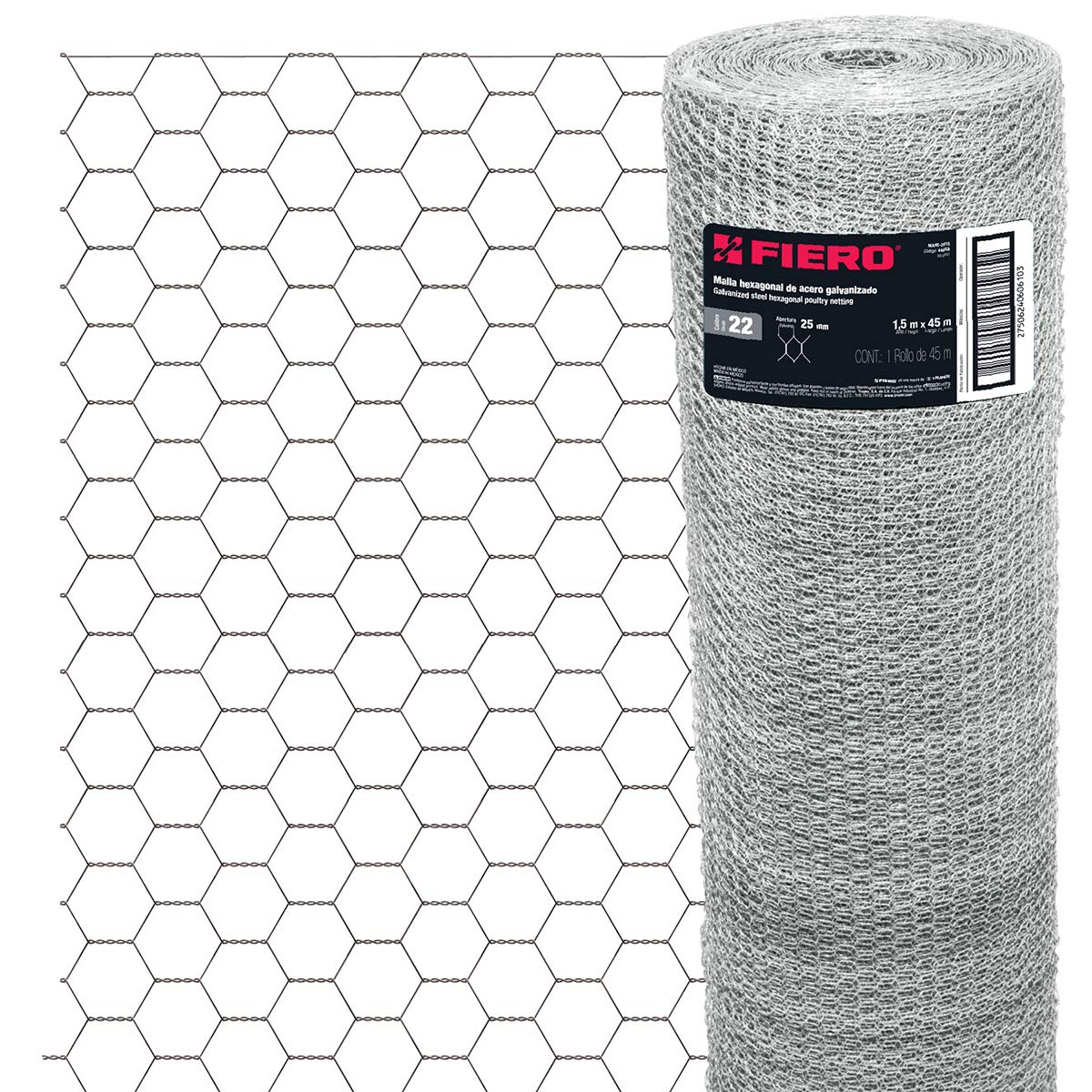 Fiero MAHE-2515 Malla de Acero Inoxidable Hexagonal, 25 mm x 1.50 M