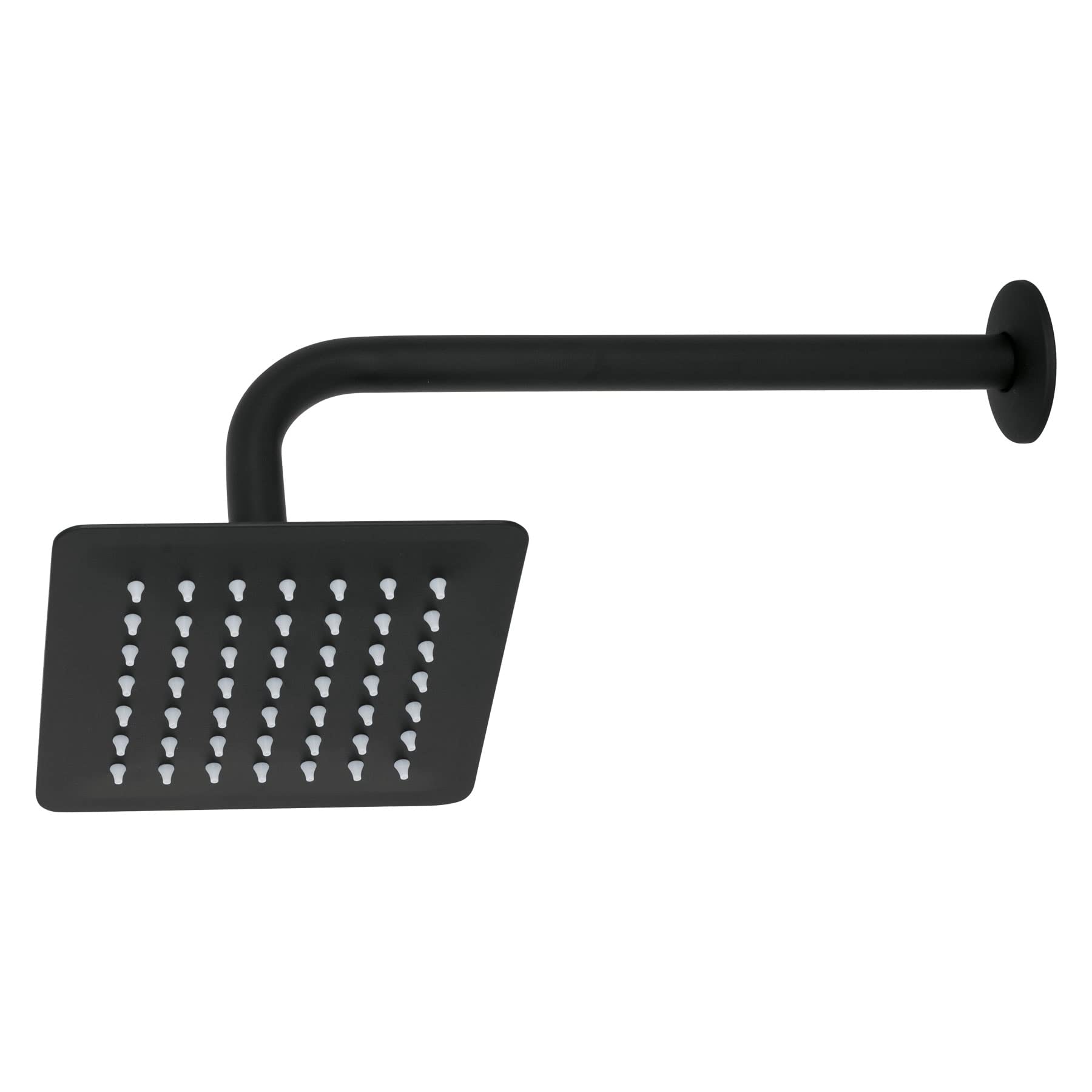 Foset Tubig R-414M, Regadera cuadrada 6″, acero inoxidable, con brazo, negro