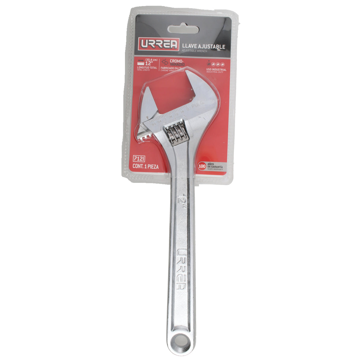 Llave ajustable cromada 8" Urrea