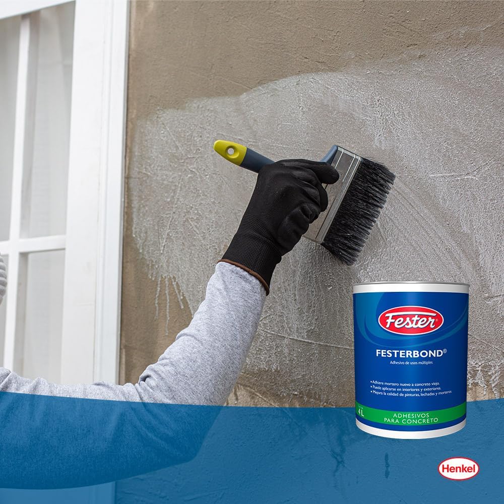 Fester Festerbond Adhesivo Acrílico de Usos Múltiples 4 Litros, Adherente para Unir Mortero Nuevo a Concreto Viejo y Sellador de Superficies Porosas, Color Blanco, Bote de 4 Litros
