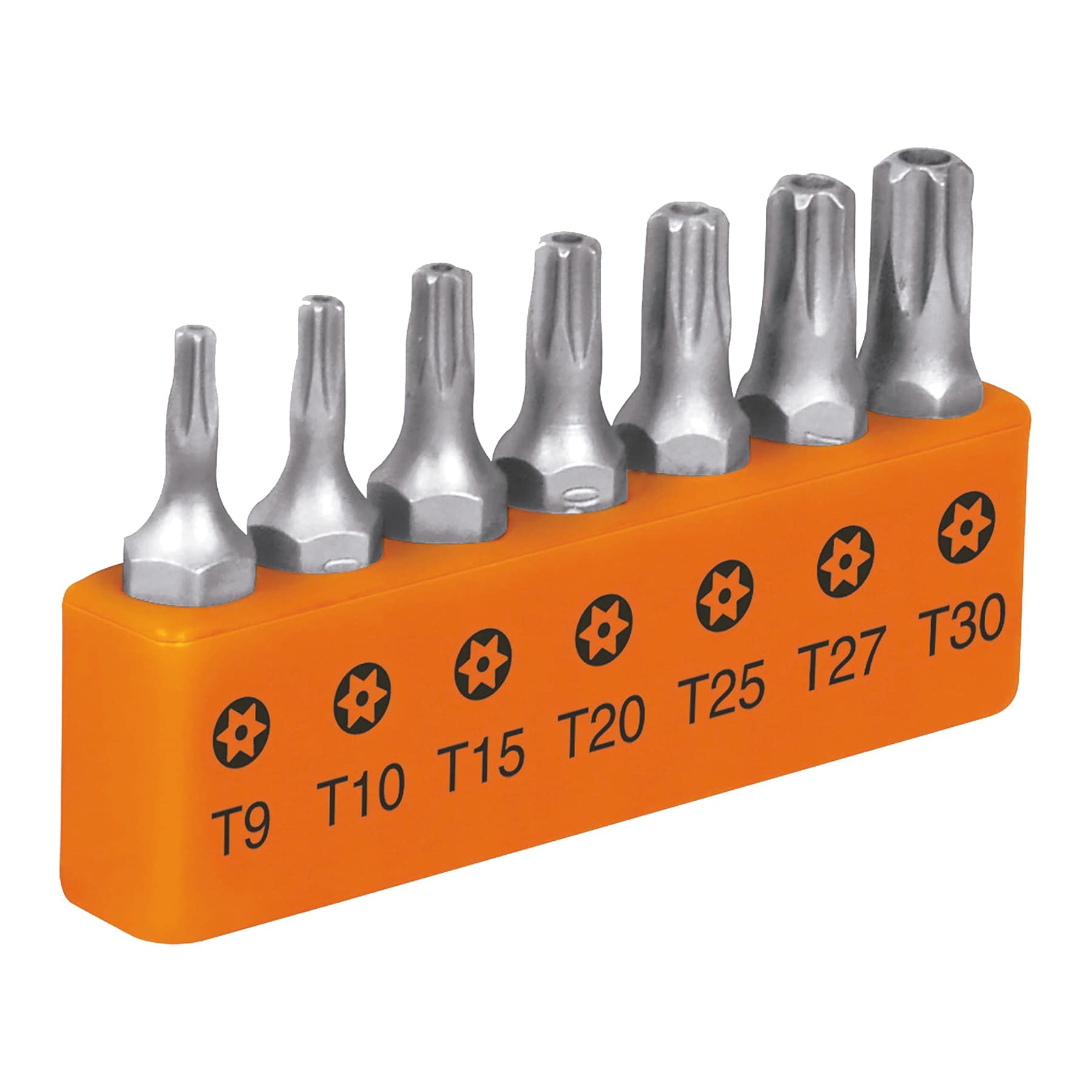 Truper P7-15TS, Punta para desarmador, Torx con seguro, largo 1″, juego de 7 puntas