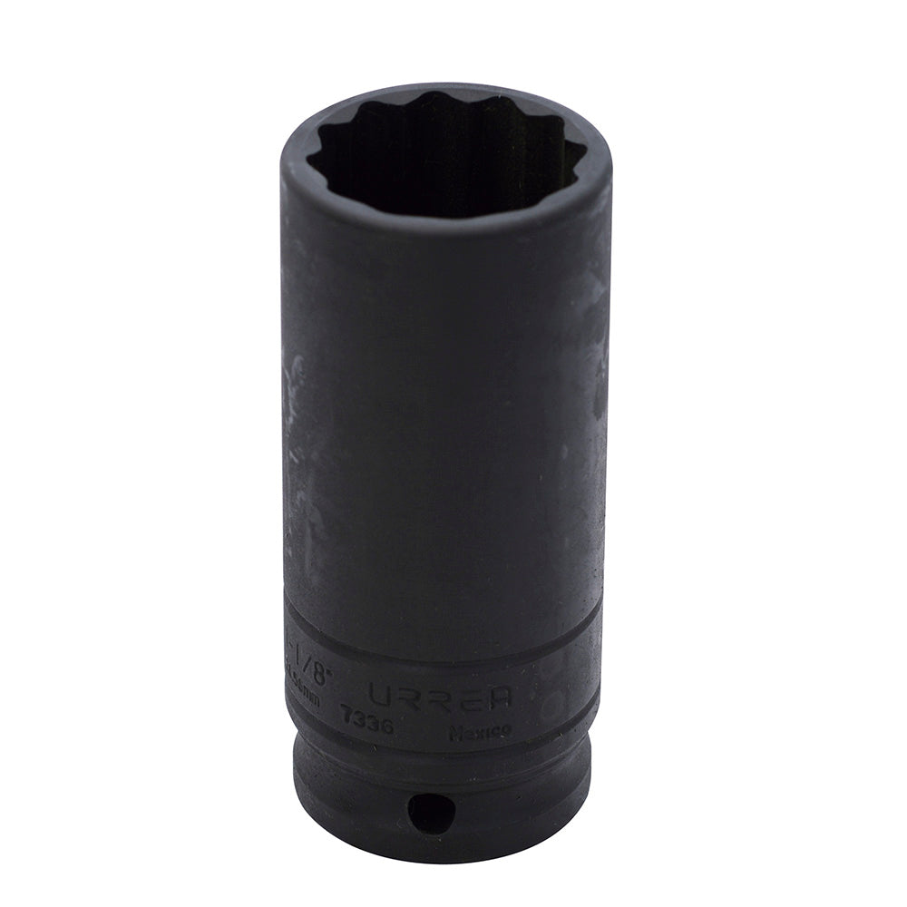Dado de impacto largo cuadro de 1/2", 12 puntas, en pulgadas, 1-1/8" Urrea