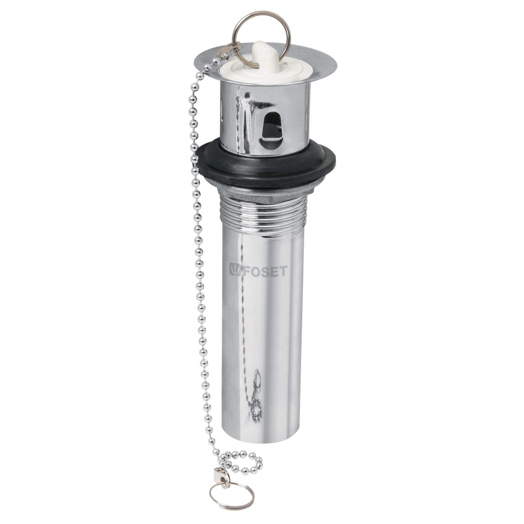 Foset CE-204, Contra p/lavabo c/rebosadero, tapón y cadena, cromo, 1-1/4″
