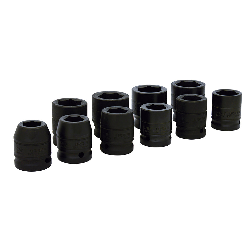 Juego de dados de impacto cuadro de 3/4", 6 puntas, en pulgadas, 10 piezas Urrea